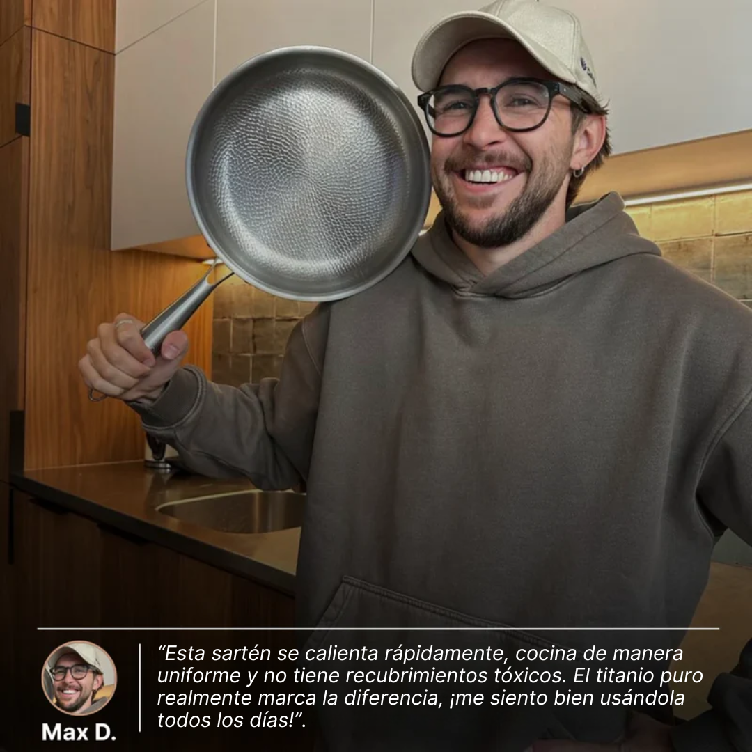 Sartén Wok de titanio con fondo plano