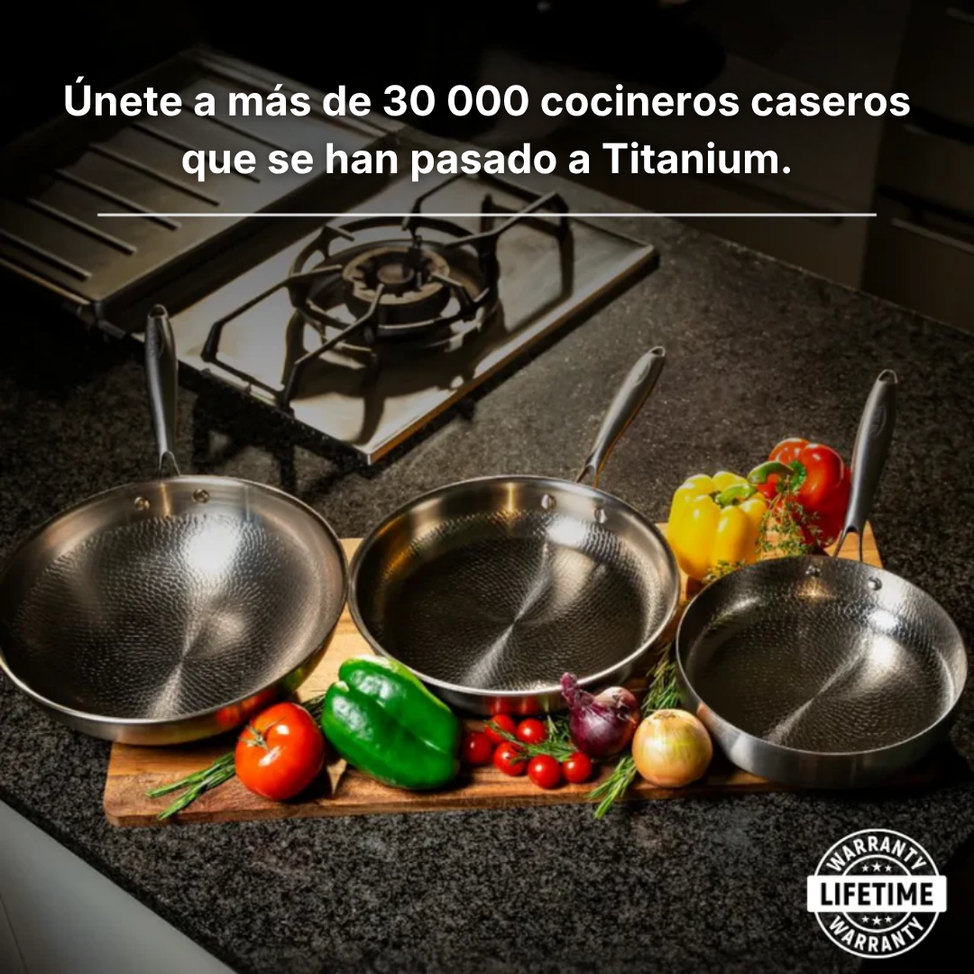 Sartén martillada de titanio
